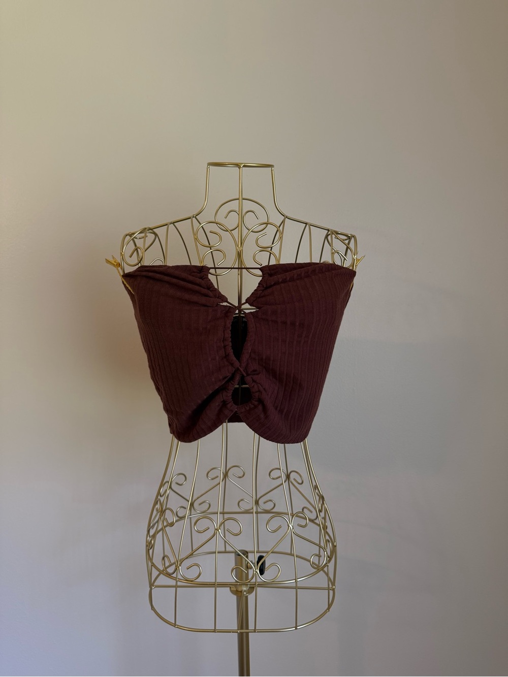 Fashion Nova Ribbed Tie-Front Tube Top - Chocolate